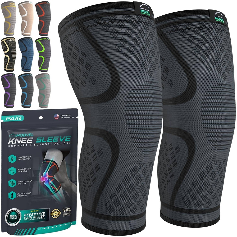 2 MODVEL Knee Brace Compression Sleeve Support Joint Pain Relief XL Pair